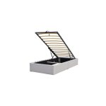 Lit coffre - loris - 90x190 cm - gris - montage rapide - 12 lattes