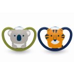 Nuk sucette physiologique silicone space + 0m pingouin renard lot de 2