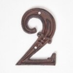 Num�ro de maison en fonte - homescapes - 2 - marron - r�tro chic - design durable