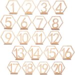 Num�ros de table - bois naturel - 1 - 20 - d�coration de mariage - support inclus - mixte