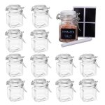 Oak & steel - 12 mini pots � �pices en verre herm�tique petits bocaux en verre avec clip 24 �tiquettes ...