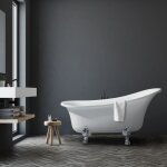 Oceanic baignoire ilot lyr - design rtro - l. 160 x i. 69 x h. 79 cm - en acrylique - bonde poussoir ...