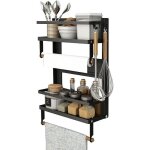 Ohmg etagere murale - rack de rangement organisateur de cuisine mural noir - 40x30 cm
