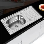vier de cuisine - ohmg - 1 bac + 1 gouttoir - inox - 90x50x17 cm - rectangulaire