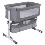 Ohmg - lit bebe lit bébé avec matelas souple et moustiquaire + roues. (93 * 57 * 71 - 88cm / gris ) Ohmg - lit bebe lit bébé avec matelas souple et moustiquaire + roues. (93 * 57 * 71 - 88cm / gris )