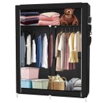 Ohmg - penderie souple - grande armoire � quatre compartiments avec deux tringles de suspension - noir ...