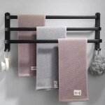 Ohmg porte serviette salle de bain barres porte serviettes mural noir adhesif pour douche et cuisine ...