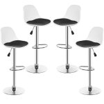 Ohmg tabouret de bar ensemble de 4 tabourets de bar avec coussins en pu principal blanc et secondaire ...