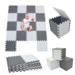 Ohmg - tapis pour puzzle - 18 pcs tapis de sol pour enfants eva blanc + gris fonc�