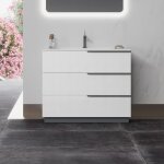 Oikos meuble salle de bain sur pied simple vasque 3 tiroirs couleur - chêne blanc modèle - largeur 100 ... Oikos meuble salle de bain sur pied simple vasque 3 tiroirs couleur - chêne blanc modèle - largeur 100 ...