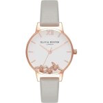 Montre - olivia burton - ob16ch03 - cadran blanc - bracelet en cuir - botier or rose