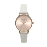 Montre femme - olivia burton - ob14md21 - rose or - cuir blanc - 30 mm