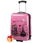 Valise enfant - olivia - rose love paris 2031 - abs 50cm - 2 roulettes silencieuses - cadeau surprise ...