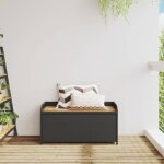Banc de rangement - omabeta - cwt06953 - rsine tresse noire - bois dacacia - 100x50x52 cm