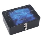 Omabeta boite de rangement en fer blanc avec cadenas motif ciel etoil taille l