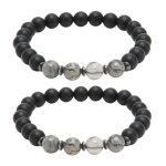 Omabeta bracelet magn�tique en perles 2 pi�ces hommes femmes � la mode bracelet magn�tique acupuncture ...