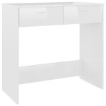 Bureau - omabeta - m15486 - blanc brillant - 80x40x75 cm - 2 tiroirs - agglomr