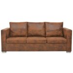 Canapé - omabeta - m01382 - 3 places - cuir daim artificiel - vintage marron Canapé - omabeta - m01382 - 3 places - cuir daim artificiel - vintage marron