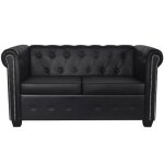 Omabeta canapés - canapé chesterfield à 2 places cuir synthétique noir - meubles haut de gamme - m01462 ... Omabeta canapés - canapé chesterfield à 2 places cuir synthétique noir - meubles haut de gamme - m01462 ...