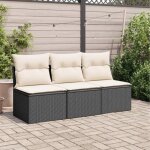 Omabeta canap� de jardin avec coussins 3 places noir r�sine tress�e - cwt09748