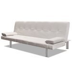 Omabeta canaps - canap - lit rglable avec deux oreillers similicuir blanc crme - meubles haut de ...