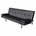 Canap - lit - omabeta - m13501 - similicuir noir - 2 places - 3 positions rglables