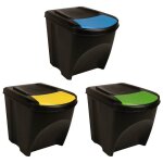 Poubelles empilables - omabeta - 3 pices 75 l anthracite pour tri slectif intrieur / extrieur plastique ...