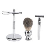 Omabeta ensemble de rasage 3pcs kit de rasage de barbe rasoir manuel professionnel blaireau support en ... Omabeta ensemble de rasage 3pcs kit de rasage de barbe rasoir manuel professionnel blaireau support en ...