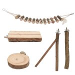 Ensemble de perchoirs pour oiseaux - omabeta - 5 pices - bois naturel - non toxique -  suspendre