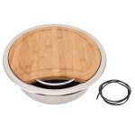 Évier pour caravane - omabeta - modèle rond - acier inoxydable 304 - avec planche à découper en bambou ... Évier pour caravane - omabeta - modèle rond - acier inoxydable 304 - avec planche à découper en bambou ...