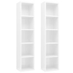 Fixationsmeubles de rangement multimdia - omabeta - armoires  cd - 2 pcs - blanc brillant - 21x16x935 ...