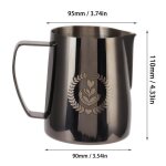 Mousseur � lait - omabeta - pichet en acier inoxydable 304 - 600 ml - bec anti - d�versement - noir