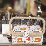 Panier de couture en tissu organisateur bote de rangement daiguille de fil - omabeta - orange