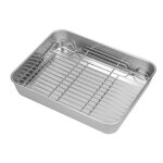 Omabeta plat à rôtir en acier inoxydable avec grille pour cuisson au four - facile à nettoyer Omabeta plat à rôtir en acier inoxydable avec grille pour cuisson au four - facile à nettoyer