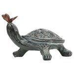Statue de jardin - omabeta - tortue curieuse avec papillon - rsine - 7 cm - dcoration extrieure