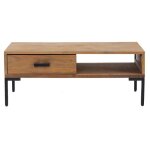 Table basse - omabeta - hb09699 - bois de pin massif recycl - 90x50x35 cm - montage facile