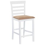 Tabourets de bar - omabeta - m01496 - 2 pcs - blanc - tissu - bois dhévéa Tabourets de bar - omabeta - m01496 - 2 pcs - blanc - tissu - bois dhévéa