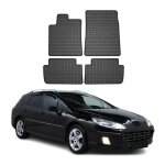 Omac tapis de sol pour peugeot 407 berline break 2004 - 2011 noir en caoutchouc