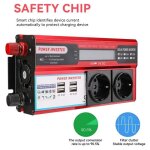 Onduleur de puissance 1000w 12v dc  220v 230v ac transformateur avec 4 prises usb eu chargement avec ...