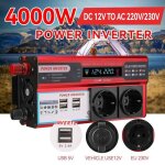 Onduleur de voiture 4000w dc 12v  ac 220v 230v convertisseur onduleur de courant pur sinus 4 usb affichage ...