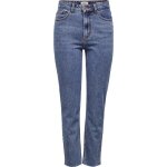 Jean droit taille haute only emily raw - bleu fonc - femme