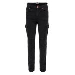Only pantalon cargo slim noir fille - coton extensible taille standard 3 poches