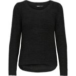 Pull femme en maille fine noir only ? col rond manches longues logo