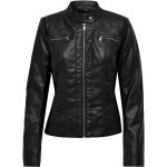 Veste en simili cuir - only - noir - coupe droite ajuste - 4 poches zippes - double