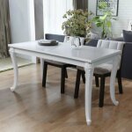 (onsale)table de cuisine - table  manger - 116x66x76cm blanc haute brillance - pour 2 - 4 personnes ...