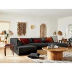 Onyx - canap modulable panoramique dangle gauche 7 places - en tissu - gris fonc