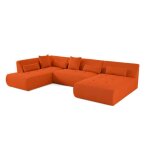 Onyx - canap panoramique modulable dangle gauche - 7 places - en tissu mailles 3d - orange