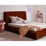 Onyx - lit coffre - 160x200 cm - en velours côtelé - sommier inclus - terracotta Onyx - lit coffre - 160x200 cm - en velours côtelé - sommier inclus - terracotta