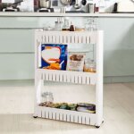 Oobest chariot de stockage  roulette 3 tages desserte de cuisine - blanc 54. 5 * 12. 5 * 71cm