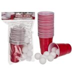 Jeu � boire - out of the blue - beer pong - 15 boules - 22 gobelets - rouge